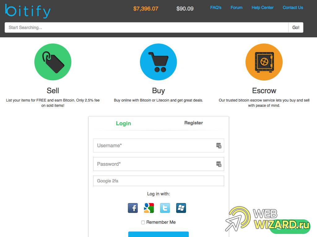 Bitify - Биткоин маркетплейс и аукцион - bitify.com | WebWizard